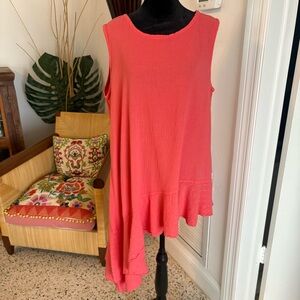 COTTONWAYS Asymmetrical Sleeveless Peach Tunic Blouse Top! New! Sz 2 Medium Lg